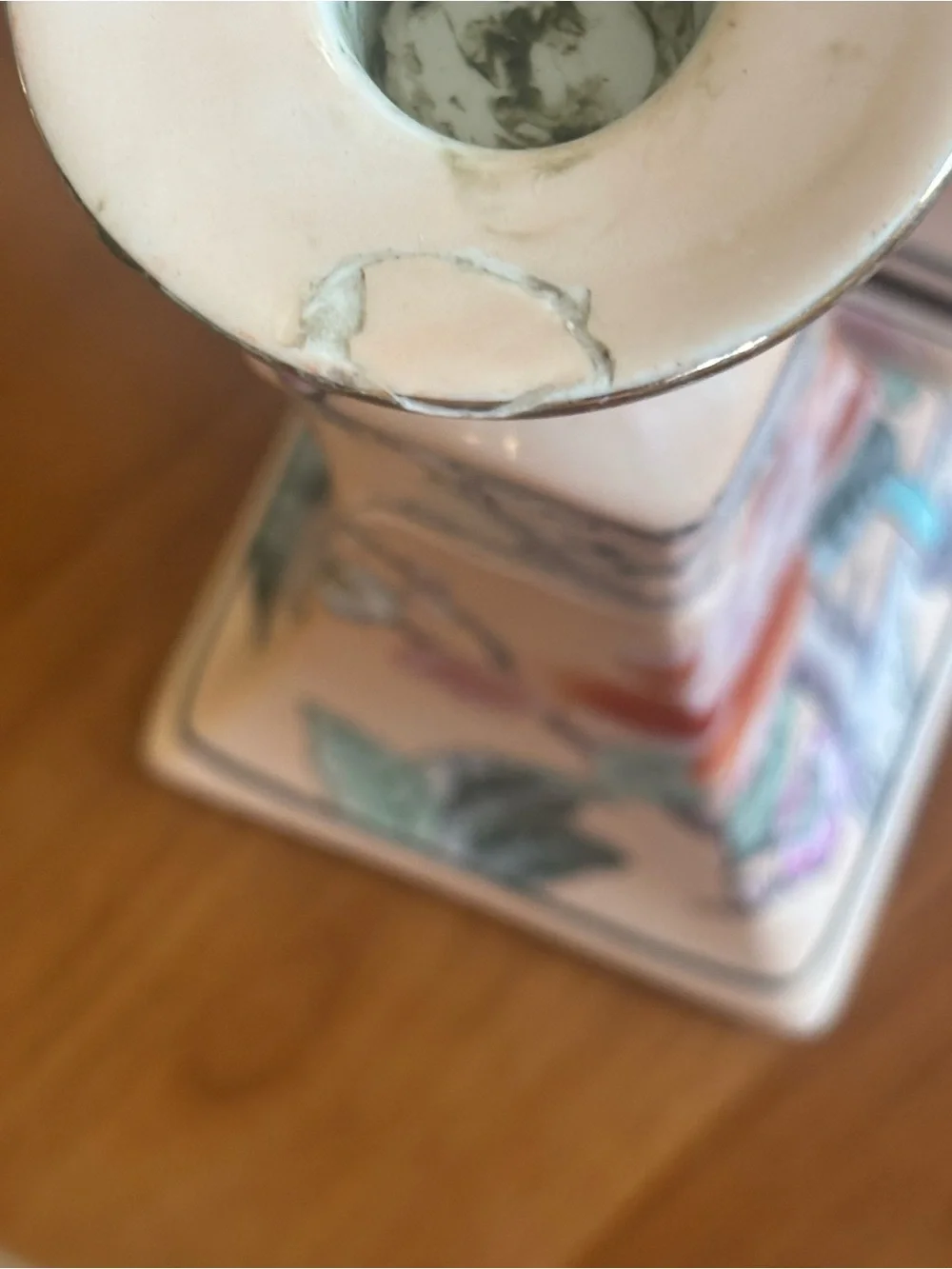 Pink Floral Ceramic Candle Holders with Bird Motif